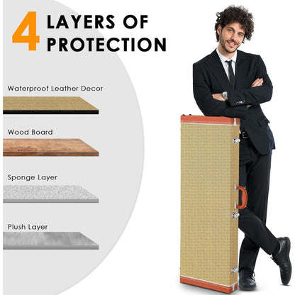 Electric Guitar Hard Case, Rectangle Wooden Standard 39-Inch Electric Guitars Hard-Shell Protective Carrying Case for KST/ KTL/ 170 Model with Lock Latch Padding