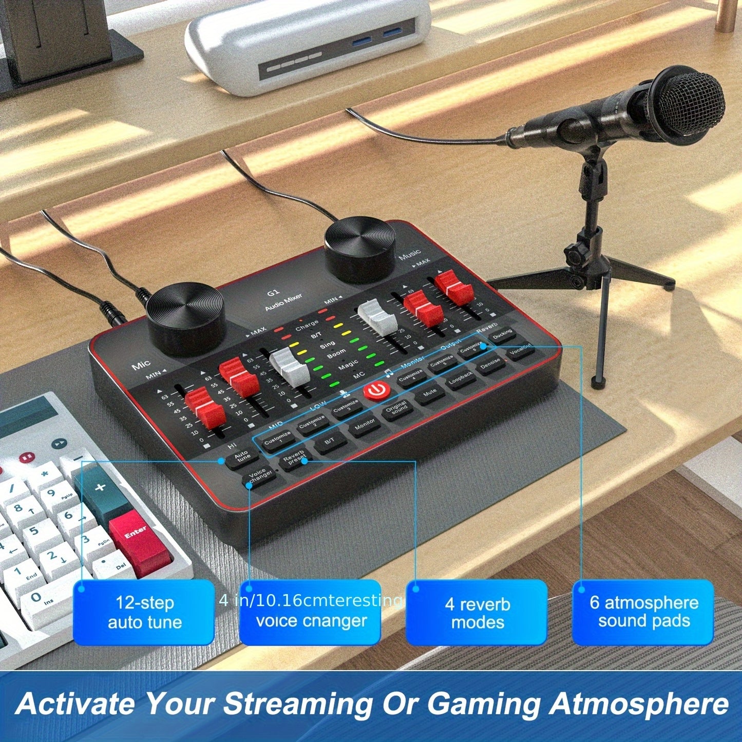 Professional Mixer, Suitable For Laptops, Mobile Phones, Game Recording, Streaming Podcasts, Internet Celebrities, Anchors, Live Streaming, Recording, Karaoke Video Studio Podcast Equipment Bundle, Condenser Mic, Dynamic Microphone, Sound Card