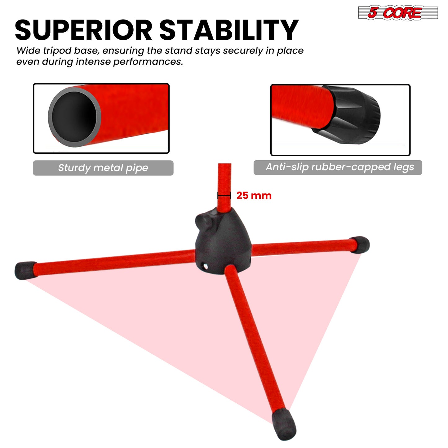 5 Core Microphone Stand Floor 2 Mic Clips Universal Height Adjustable 63" Dual Tripod Mic Stands w Telescoping Boom Arm Foldable Portable