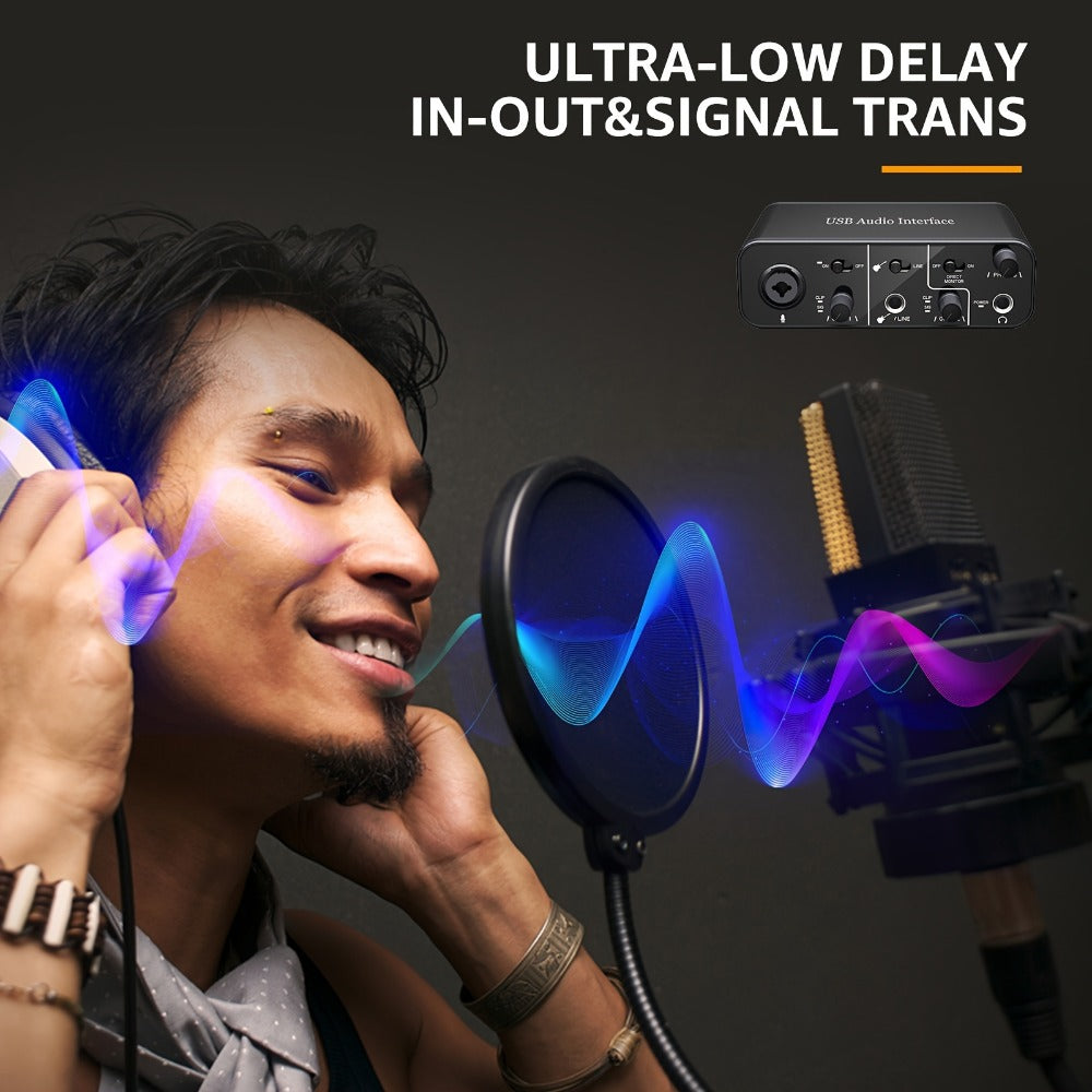 USB Audio Interface, USB-C, USB, Mic, Preamps, Cable for Recording and Streaming