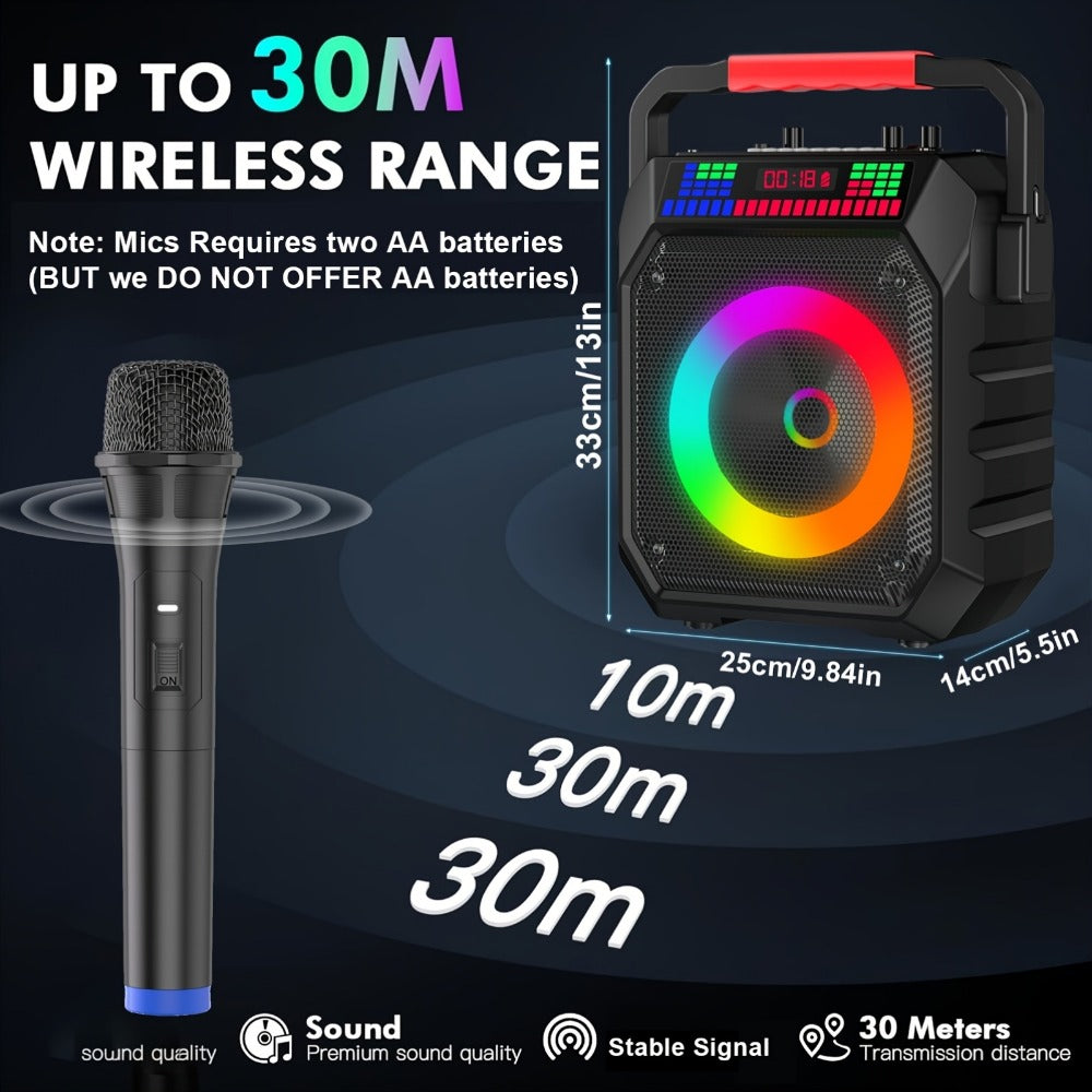 Portable PA Speaker, 20W, Wireless, USB, Karaoke, System, Featuring for Parties