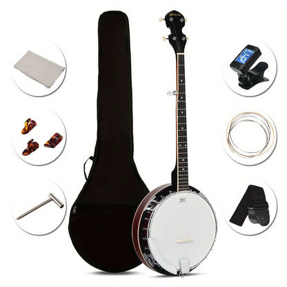 5-String Closed-Back Banjo shown in the Black,White option