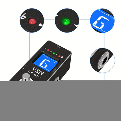 Tuner Pedal, Chromatic Guitar Tuner Pedal Fast And Accuate Tuner for High Precision +-1 Cent with Pitch Indicator for Electric Guitar And Bass True Bypass, Note That The Power Supply Is Not Included.