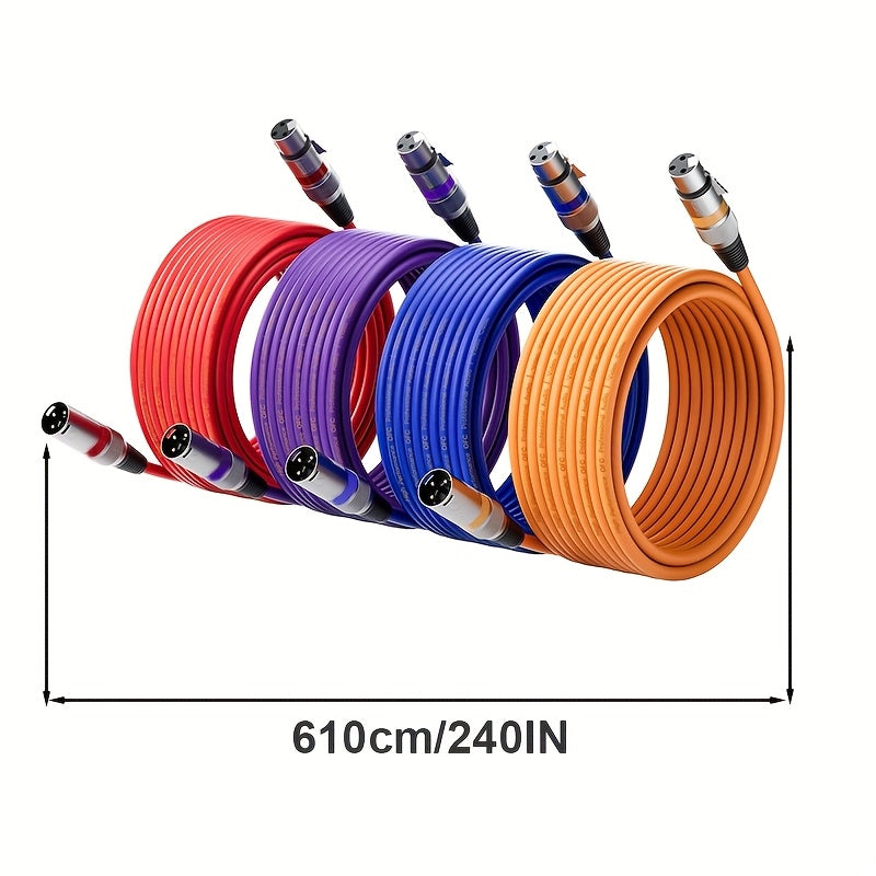 4 QIDUOHAO XLR Microphone Cables: 6ft/20ft/15ft. DMX Cable, XLR Female to XLR Male, Suitable for Microphones and Broadcasting. Made of Oxygen-free Copper, for Vlogging and Recording Content. PVC Jacket. for Halloween and Christmas