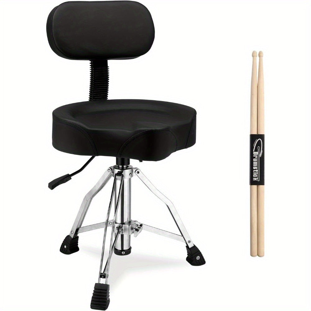 Oversized Drum Throne with Backrest, Adjustable Motorcycle-Style Seat