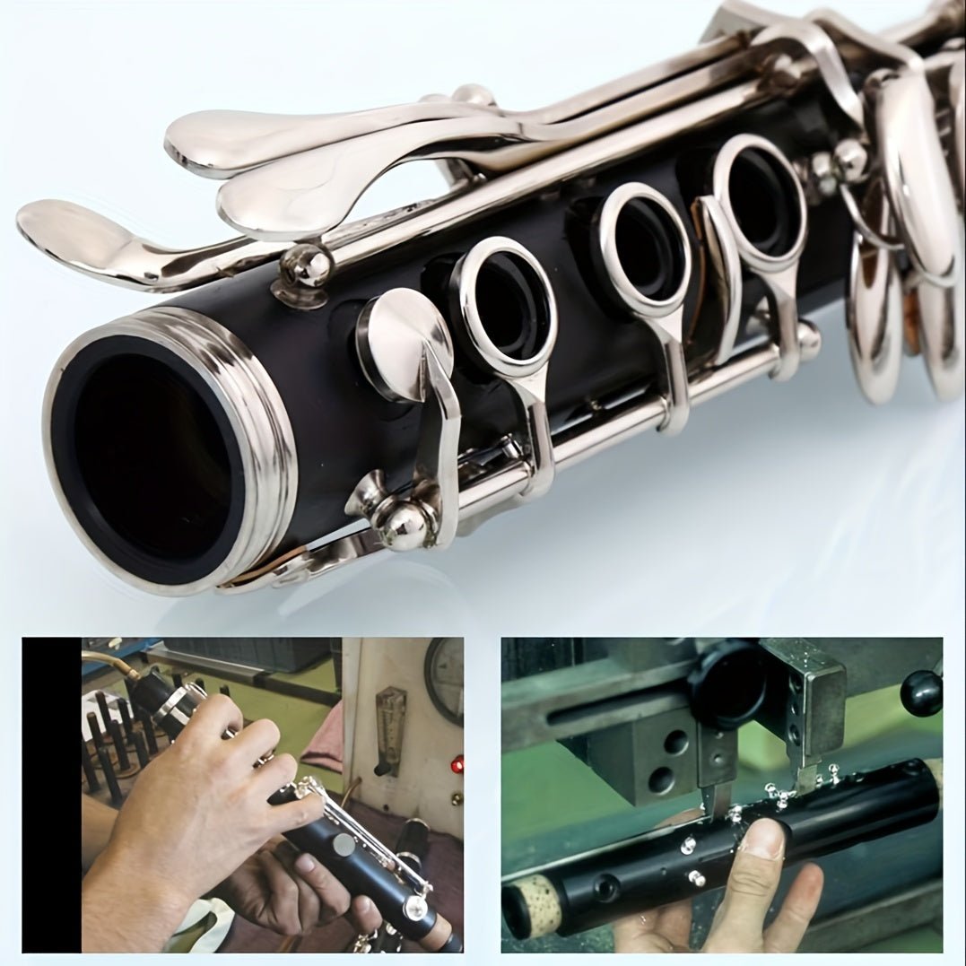 HOGSN 17-Key B Flat Clarinet, Black Resin, Polished Finish - Beginner Friendly with Durable Case & Maintenance Kit, Beginner Clarinet|Sleek Design|Quality Craftsmanship
