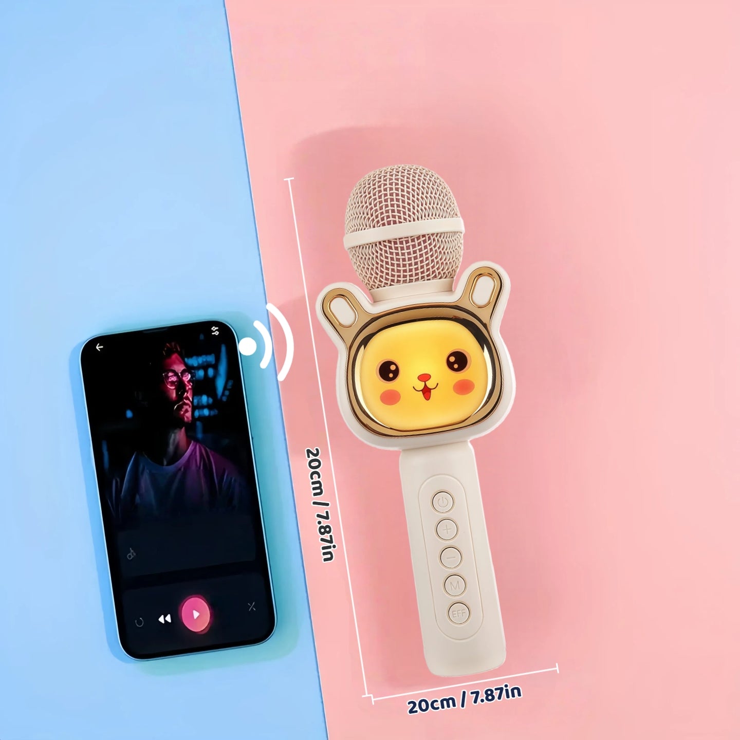 Wireless Karaoke Microphone Speaker with LED Lights And Fun Voice Changer - Portable Singing Mic for Outdoor Parties And Family Gatherings, Stereo Home Karaoke for Travel, Car, And Camping - Fun Summer Party Accessory, Birthday Gift