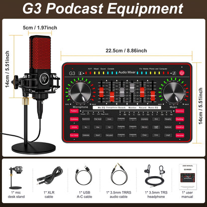 G3 Podcast Influencer KOL, Singing Gaming DJ Mixing Station Controller Equipment, Studio Professional Recording, Electronic Music Mixer Power Conditioner Karaoke Machine, Available Dynamic Condenser Wireless Microphone Portable Microfono Inalambrico