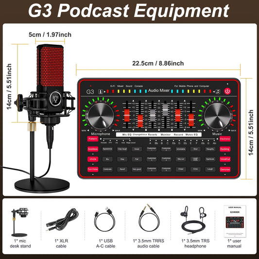 G3 Podcast Influencer KOL, Singing Gaming DJ Mixing Station Controller Equipment, Studio Professional Recording, Electronic Music Mixer Power Conditioner Karaoke Machine, Available Dynamic Condenser Wireless Microphone Portable Microfono Inalambrico