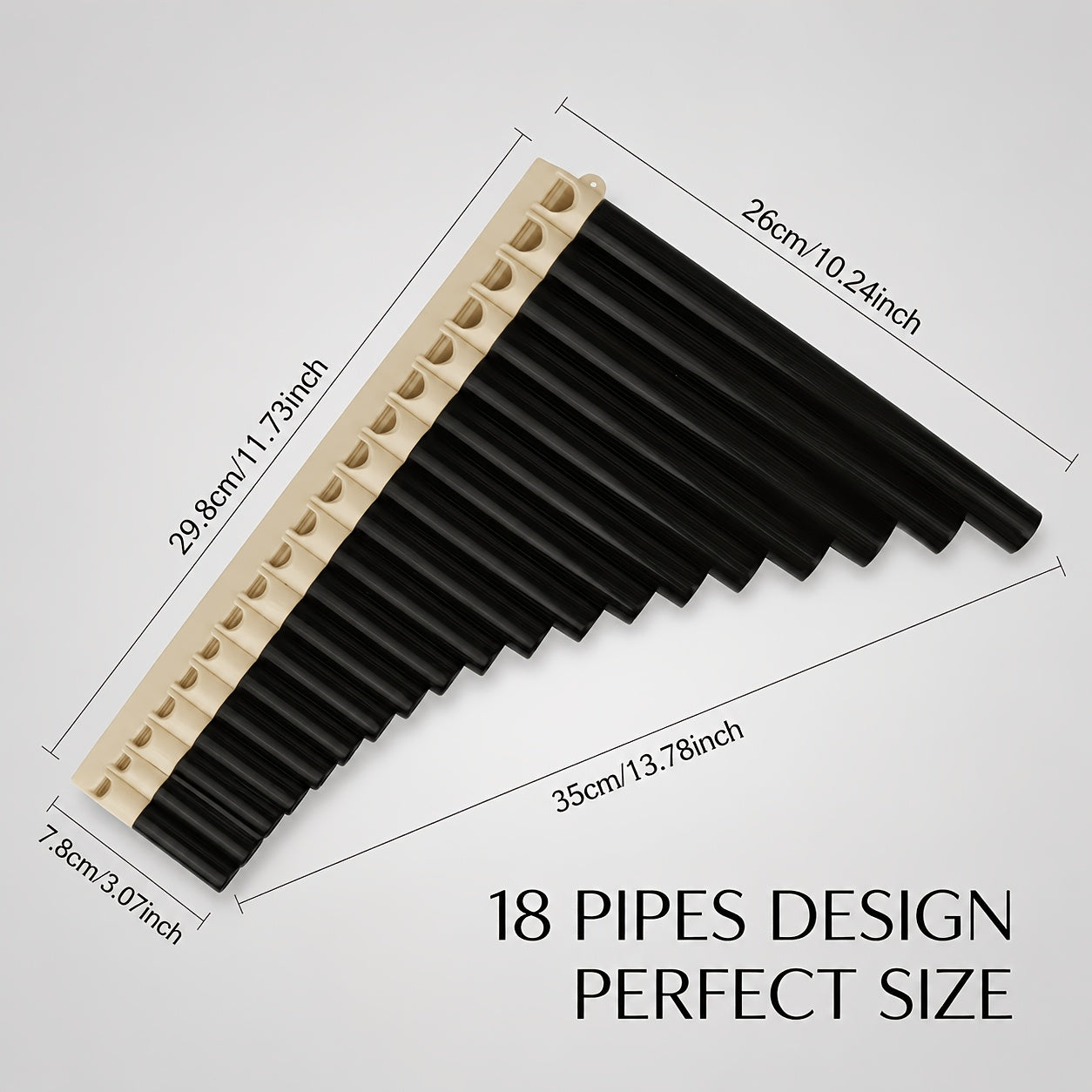 Pan Flute 18 Pipes C Key, Easy to Play for Beginners And Music Lovers, Smooth Tone Portable Panpipes with Carrying Bag, ABS Durable Wind Instrument for Performance Practice