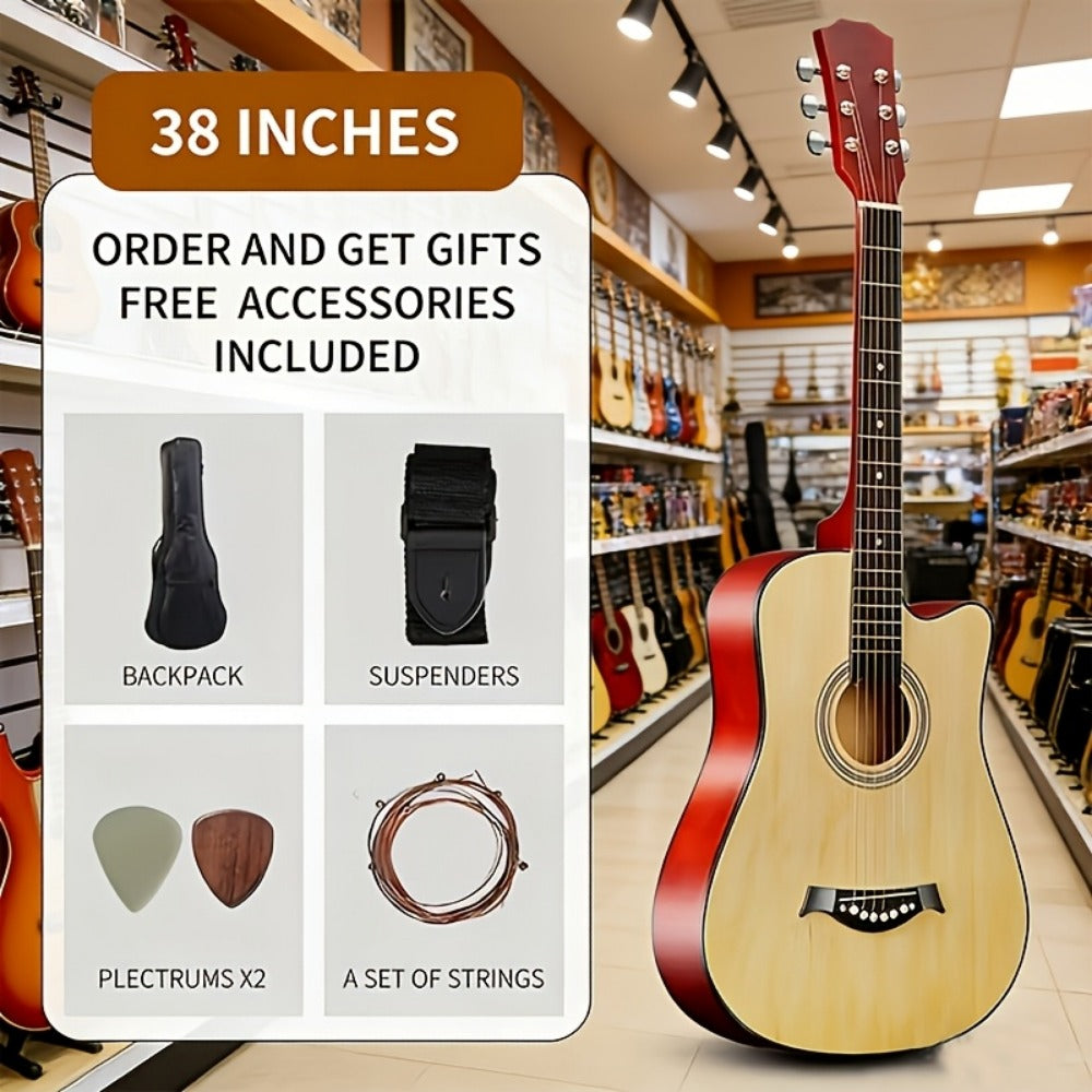 Acoustic Guitar, Starter, Kit, 38-Inch for Lessons and Practice