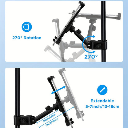 Microphone Stand Tablet Holder for 4.7 to 13.5-Inch Phones and Tablets