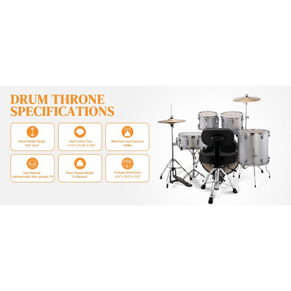 Hydraulic Drum Throne with Backrest, Adjustable Saddle Seat for Drummers