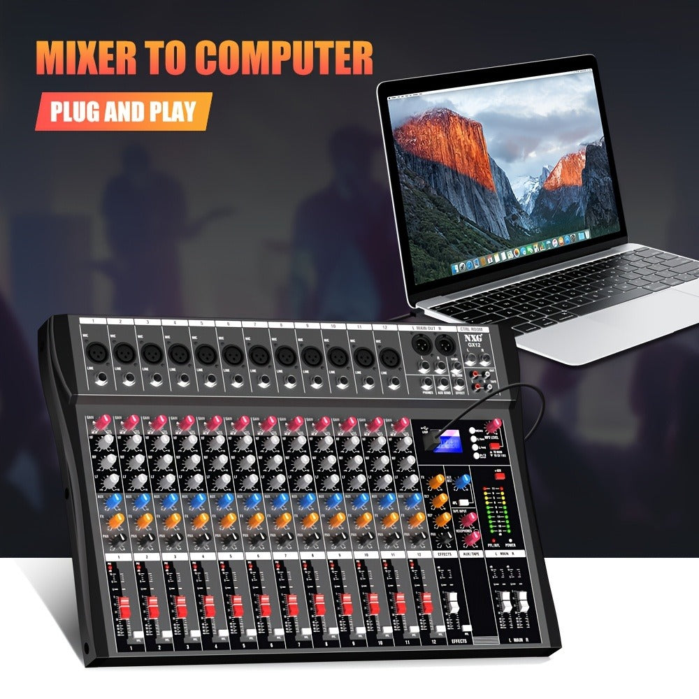 Audio Mixer, USB, Professional, 12-Channel, Controller for Live Sound