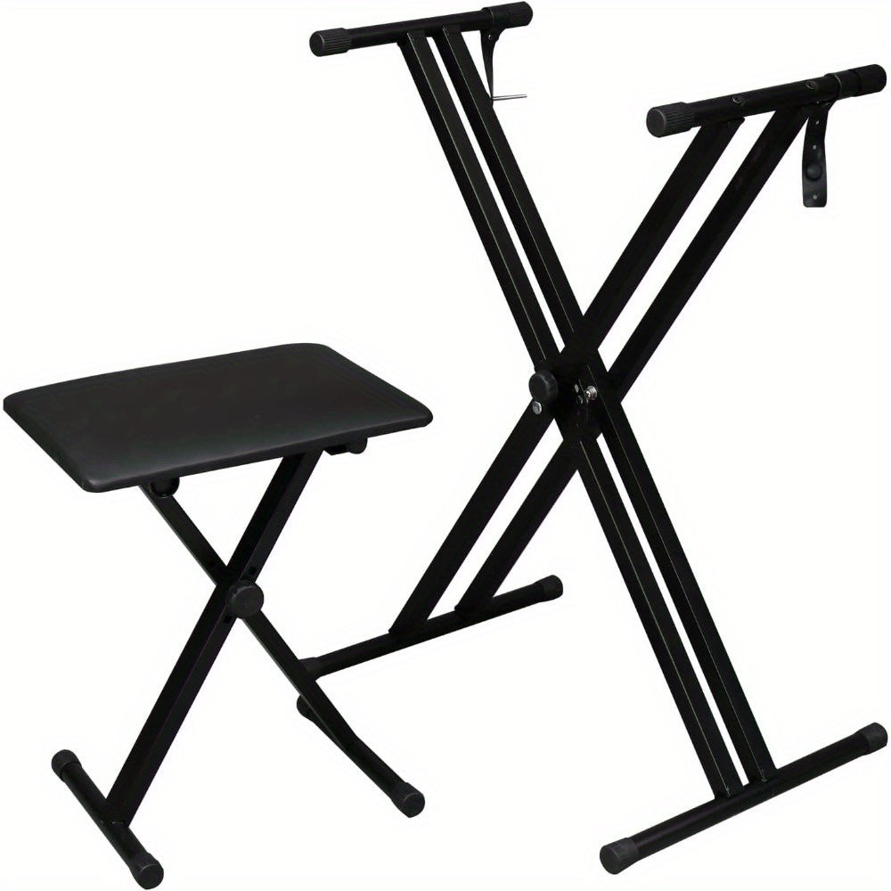 Single Tube Double Tube X-Shaped Keyboard Stand + Piano Bench Sete Straps for 49 61 76 88 Keys