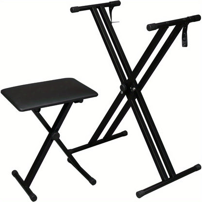 Single Tube Double Tube X-Shaped Keyboard Stand + Piano Bench Sete Straps for 49 61 76 88 Keys