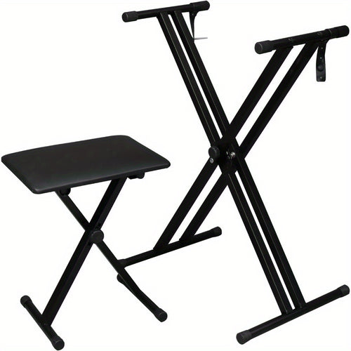 Single Tube Double Tube X-Shaped Keyboard Stand + Piano Bench Sete Straps for 49 61 76 88 Keys