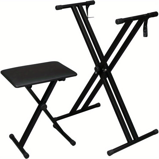 Single Tube Double Tube X-Shaped Keyboard Stand + Piano Bench Sete Straps for 49 61 76 88 Keys