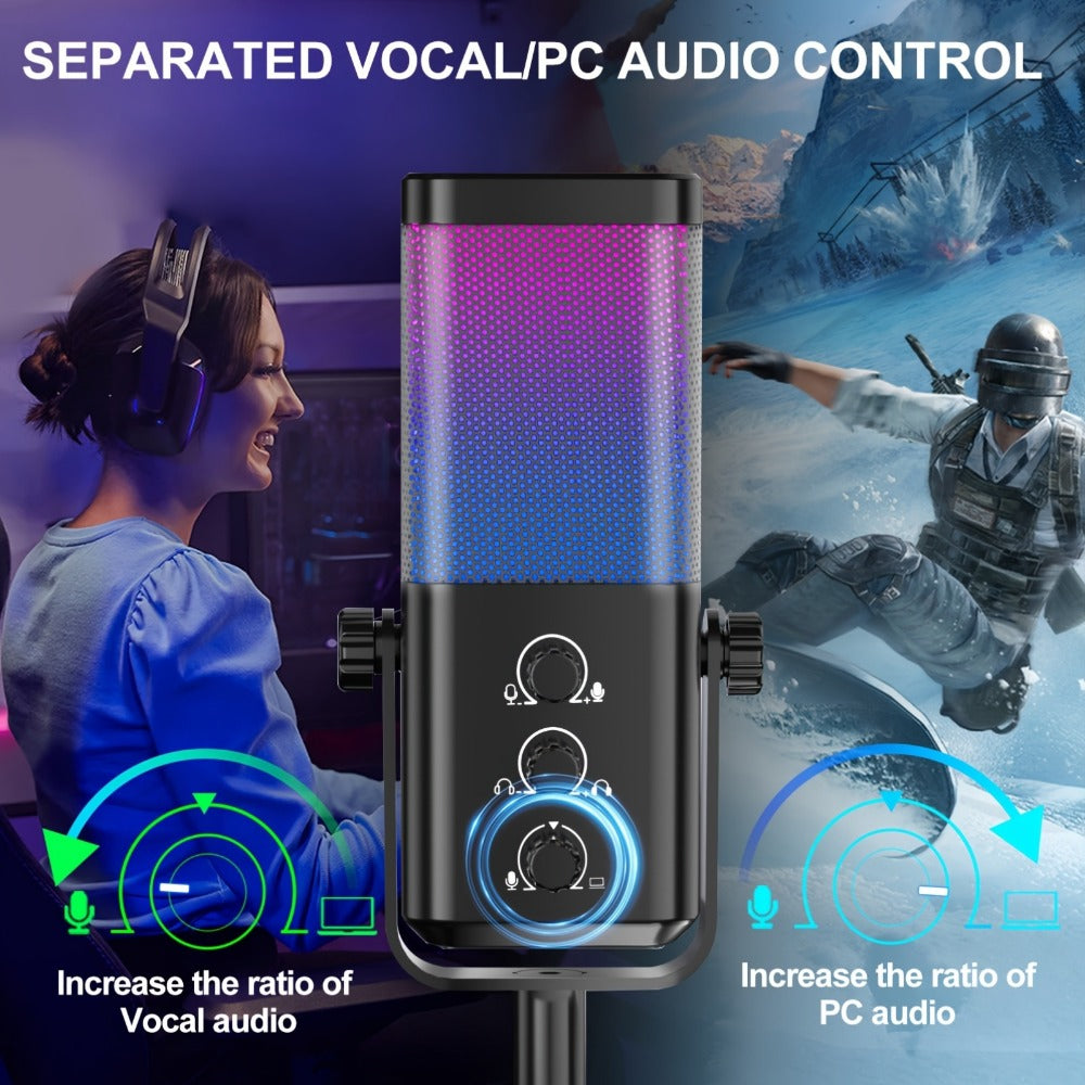 Recording Microphone, RGB, USB, Gaming, Game for Recording and Streaming
