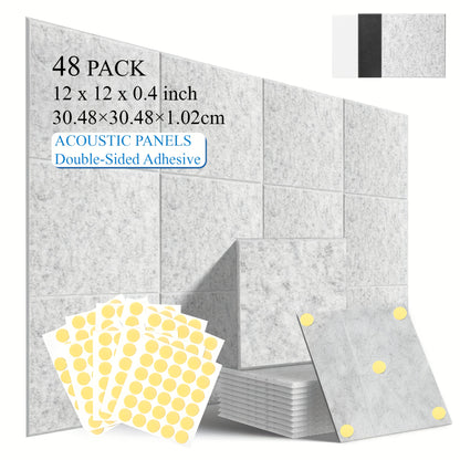 12X12 Inch Square Acoustic Wall Panels (18/48 Packs) - Self-Adhesive High Density Soundproof Foam Panels, Fireproof & Fade-Resistant, Multi-Color Design for Home Theater/Studio/Office/Bedroom