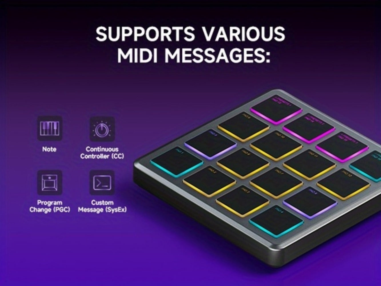 Donner Starrypad Mini MIDI Controller with 16 RGB Pads and Wireless
