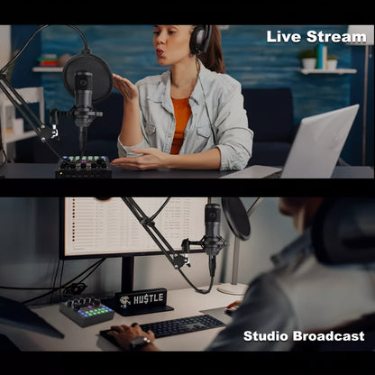 USB Audio Interface, Complete, Podcast, Equipment for Recording and Streaming