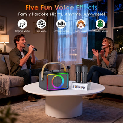 Portable PA Speaker, Black, Wireless, USB, Karaoke, Machine, Microphones for Parties