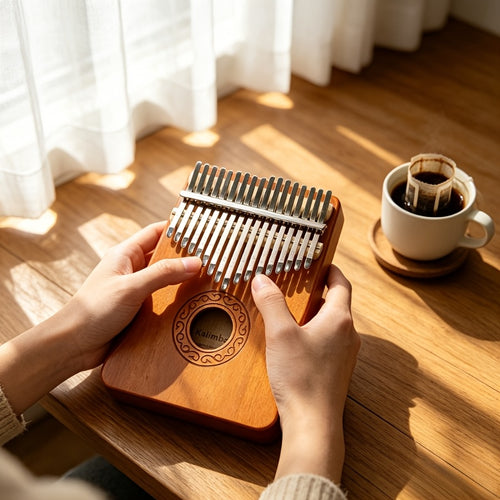 Kalimba Thumb Piano, 17 Keys, Built-In Storage Bag, Portable Mbila Thumb Piano, Gift for Adults And Beginners, Wood Color