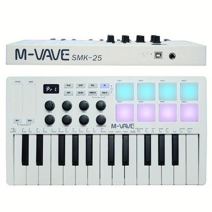 MIDI Pad Controller, RGB, Wireless, M-VAVE, 25-Key, Keyboard for Music Production