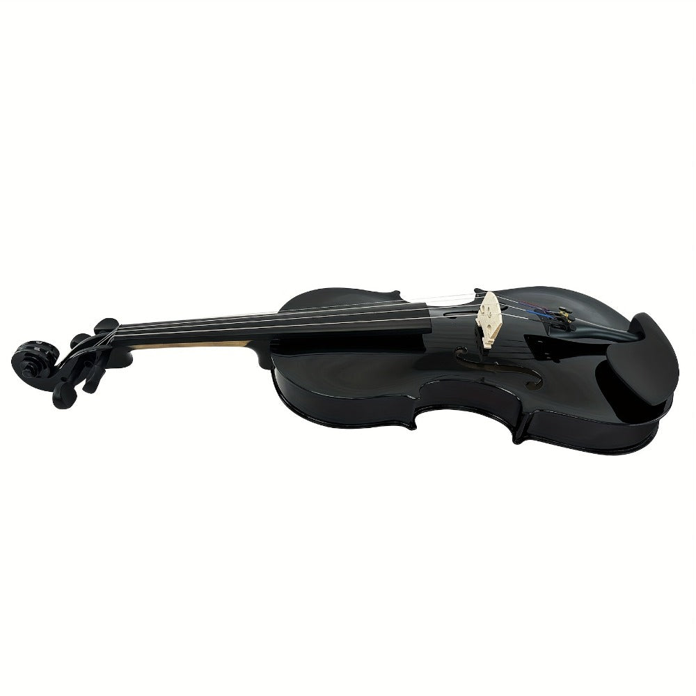 Full Size 4/4 Violin Kit, Black Beginner Violin with Hard Case and Bows