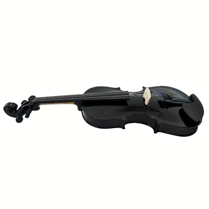 Full Size 4/4 Violin Kit, Black Beginner Violin with Hard Case and Bows