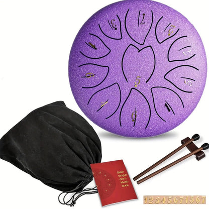 Steel Tongue Drum, 6-Inch 8-Tone Hand Drum with Mallet and Sheet Music