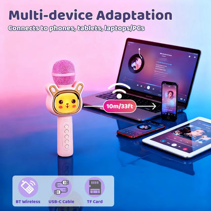 6-in-1 Wireless Karaoke Microphone Speaker with LED Lights and TWS