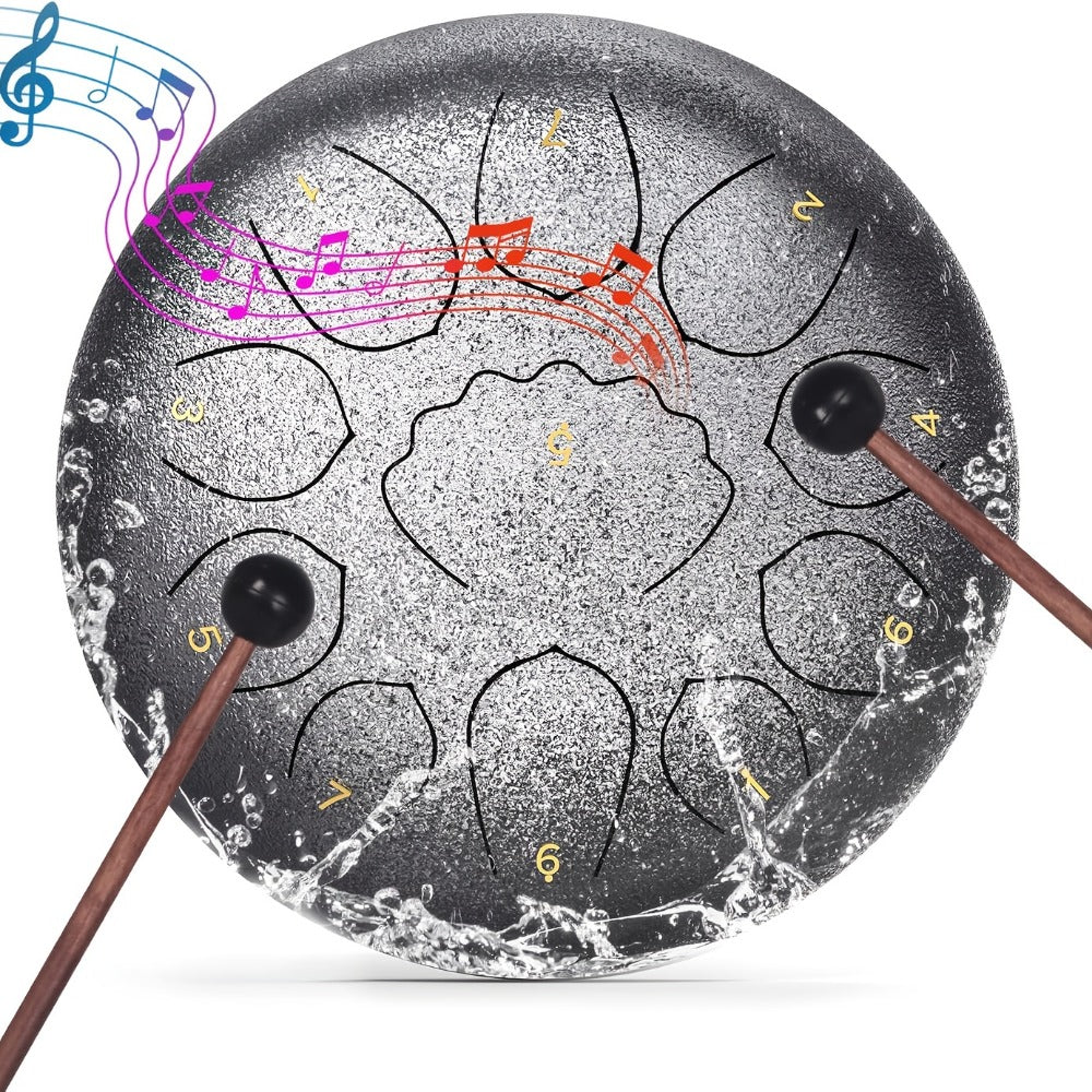 Steel Tongue Drum, 8-Inch 11-Note Rain Drum Set with Bag and Mallet Holder