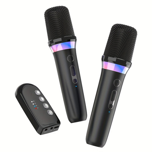 VAORLO DS-K2 Karaoke Machine Karaoke Companion Wireless Moving-Coil Microphones RGB Colorful Light KTV DSP Mixer System 3.5MM AUX Type-C Amplifier Host HIFI Stereo Surround for Wired Speaker/Car Kit/Pc/Tv/Projector/Phone