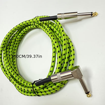 New Green Fluorescent Guitar Cable 1/4 Inch With Right Angle Connector, Spring Loaded For Easy Plug And Play, Essential For Electric Guitars, Basses, Amps, Keyboards, Mandolins, And Studios | Audio Cables/Green Is Cooler/Brighter/More Stylish