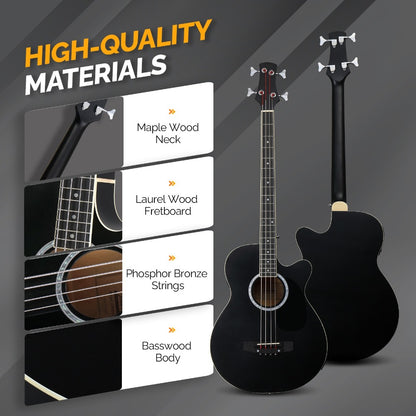 Acoustic Guitar, Black with AMP, Full Size, GLARRY, 44.5In, Full for Lessons and Practice