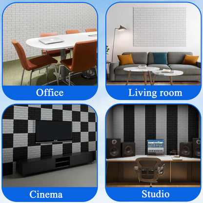 Self-Adhesive 18/48pcs Soundproof Wall Panels, High-Density Flame-Retardant Acoustic Foam Boards for Recording Studios, Home Theater, Game Rooms, Conference Rooms & Bedrooms-Layouts for Seamless Wall Coverage, Apartment Essentials, Renters Furniture