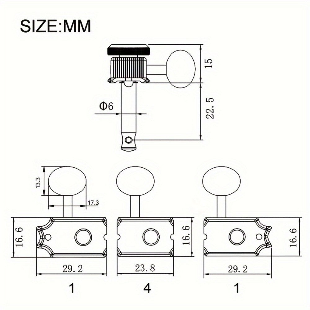 6-Inline Locking Guitar Tuners, 1:15 Ratio, Chrome or Gold Set
