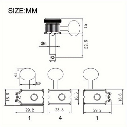 6-Inline Locking Guitar Tuners, 1:15 Ratio, Chrome or Gold Set