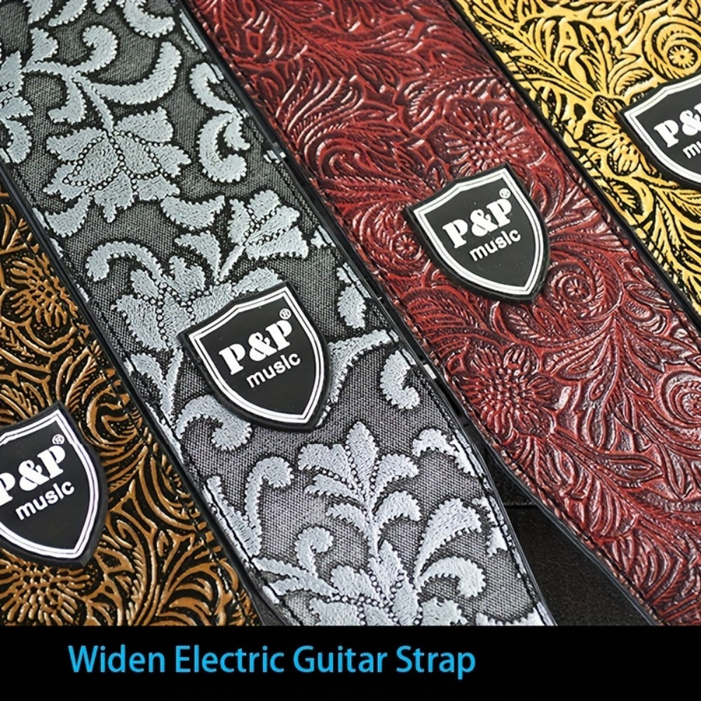 Adjustable Guitar Strap, Silvery, Adjustable, Genuine, Leather, Compatible for Supporting