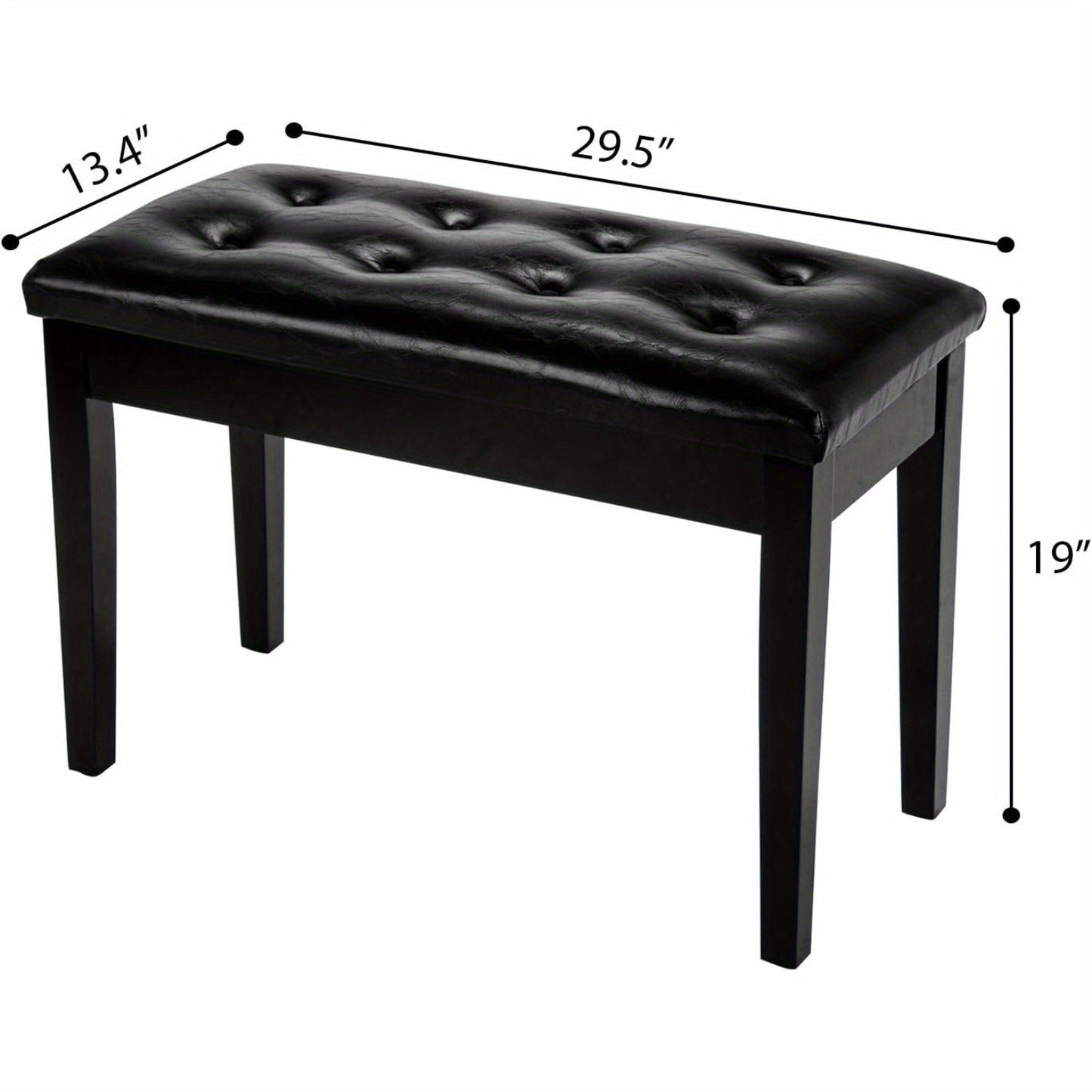 Bonnlo Wooden Double/ Duet Piano Bench with Storage and Thick Cushion Faux Leather Padded Piano Stool Artist Duet Seat- Black/ Brown Piano Chair