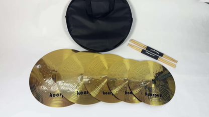 5-Piece Cymbal Pack, 14–20 Inch Hi-Hat Crash Ride Set with Bag