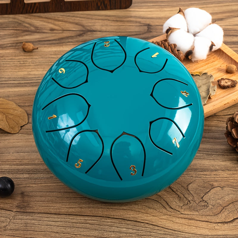 8-tone 6-inch Steel Tongue Drum | Hand Pot Drum For Yoga, Meditation, And Stress Relief | Rain Drum For Outdoor Gardens And Terraces | Ideal For Outdoor Garden Music With Mallet And Sheet Music