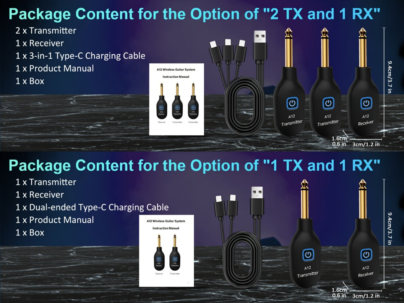 Wireless Instrument System, Rechargeable, 2.4 GHz Wireless for Wireless Connection Between