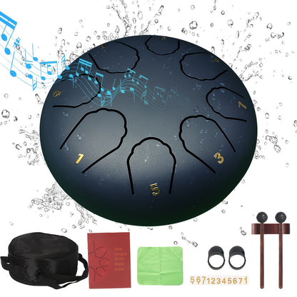 Rain Drum 11 Notes 8 Inches Steel Tongue Drum for Outside Garden with Drum Bag, Music Book, Drum Mallets, Mallet Holder, Steel Drum for Yoga, Meditation, Prenatal Education