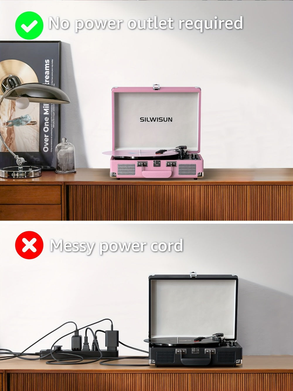 Vinyl Record, Wireless, Portable, Player, Built for Music Listening and Collecting
