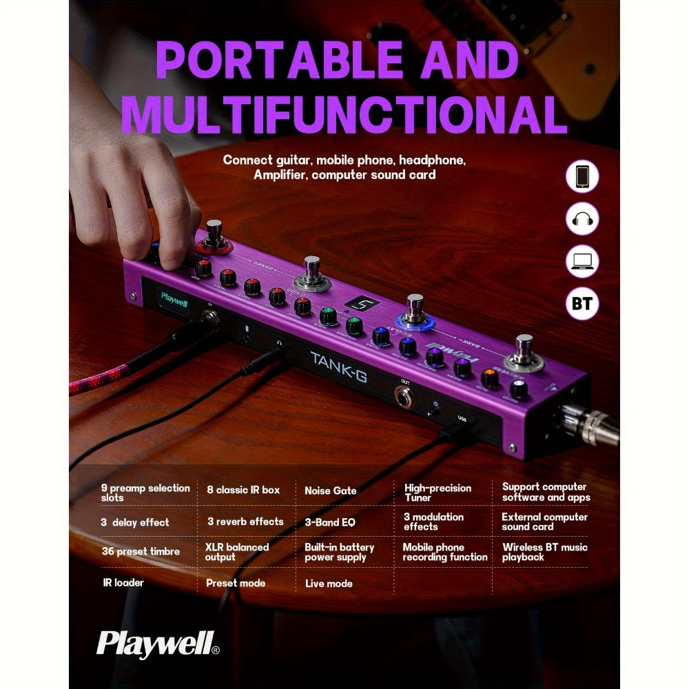 Guitar Effects Pedal, Wireless, Playwell, Multi for Electric Guitar Or Bass Tone Shaping