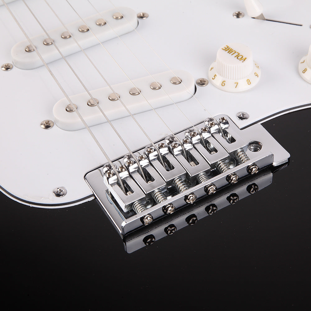 Rosewood Fingerboard Electric Guitar Black with White