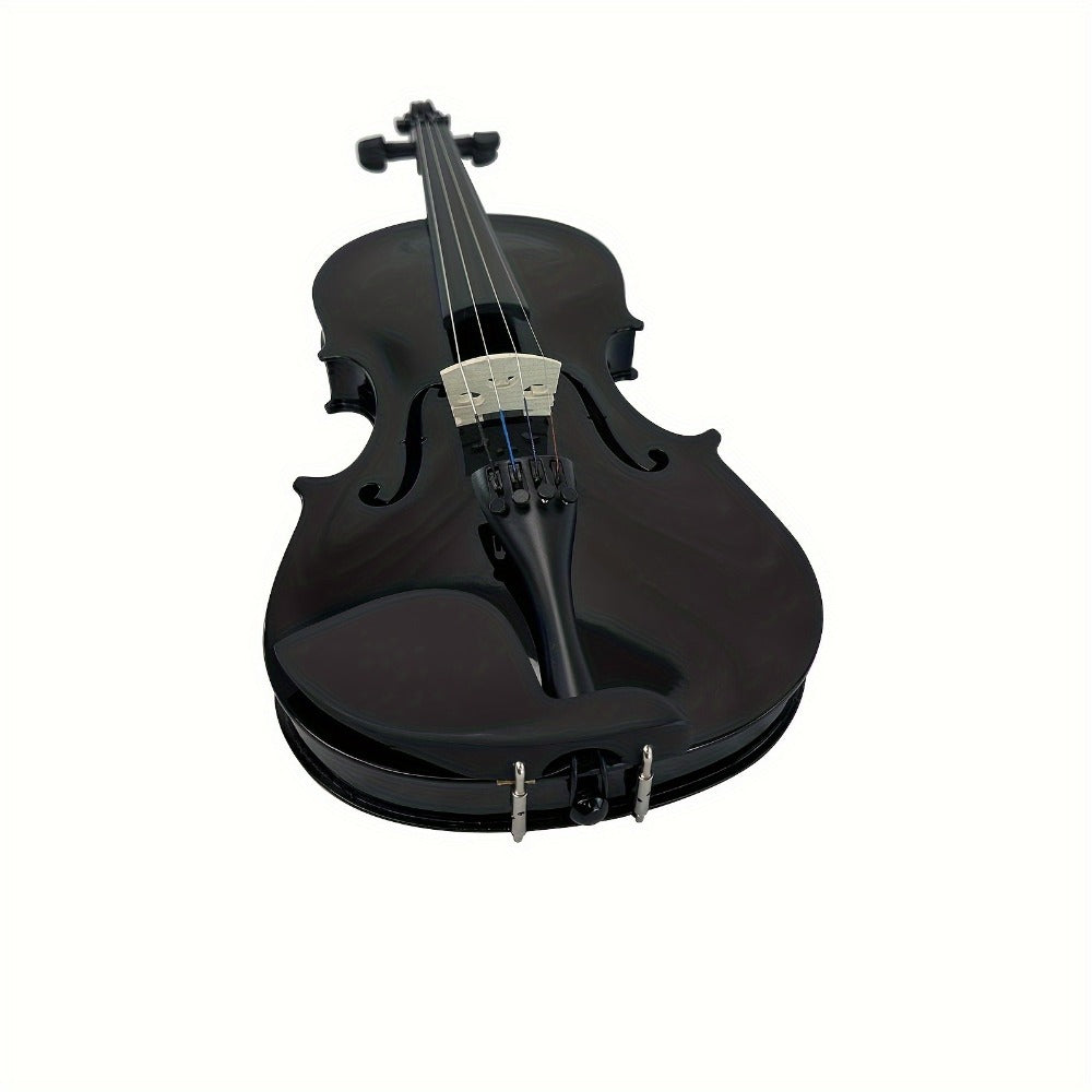 Full Size 4/4 Violin Kit, Black Beginner Violin with Hard Case and Bows